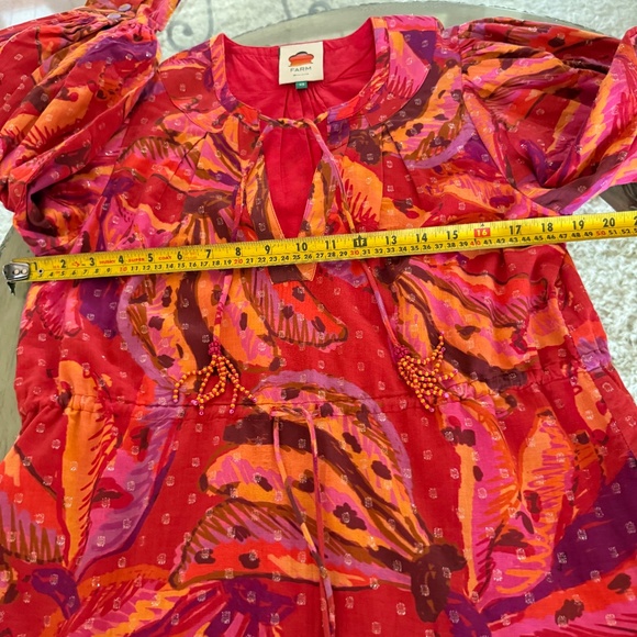 FARM Rio Banana Juice Chemise Mini Dress XS Tropical Cotton Belted Boho - Picture 13 of 15